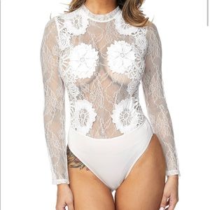 White floral bodysuit
